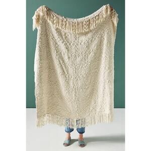 New Anthropologie Textured Chenille Throw Bohemian Cottage Core Chic Blanket